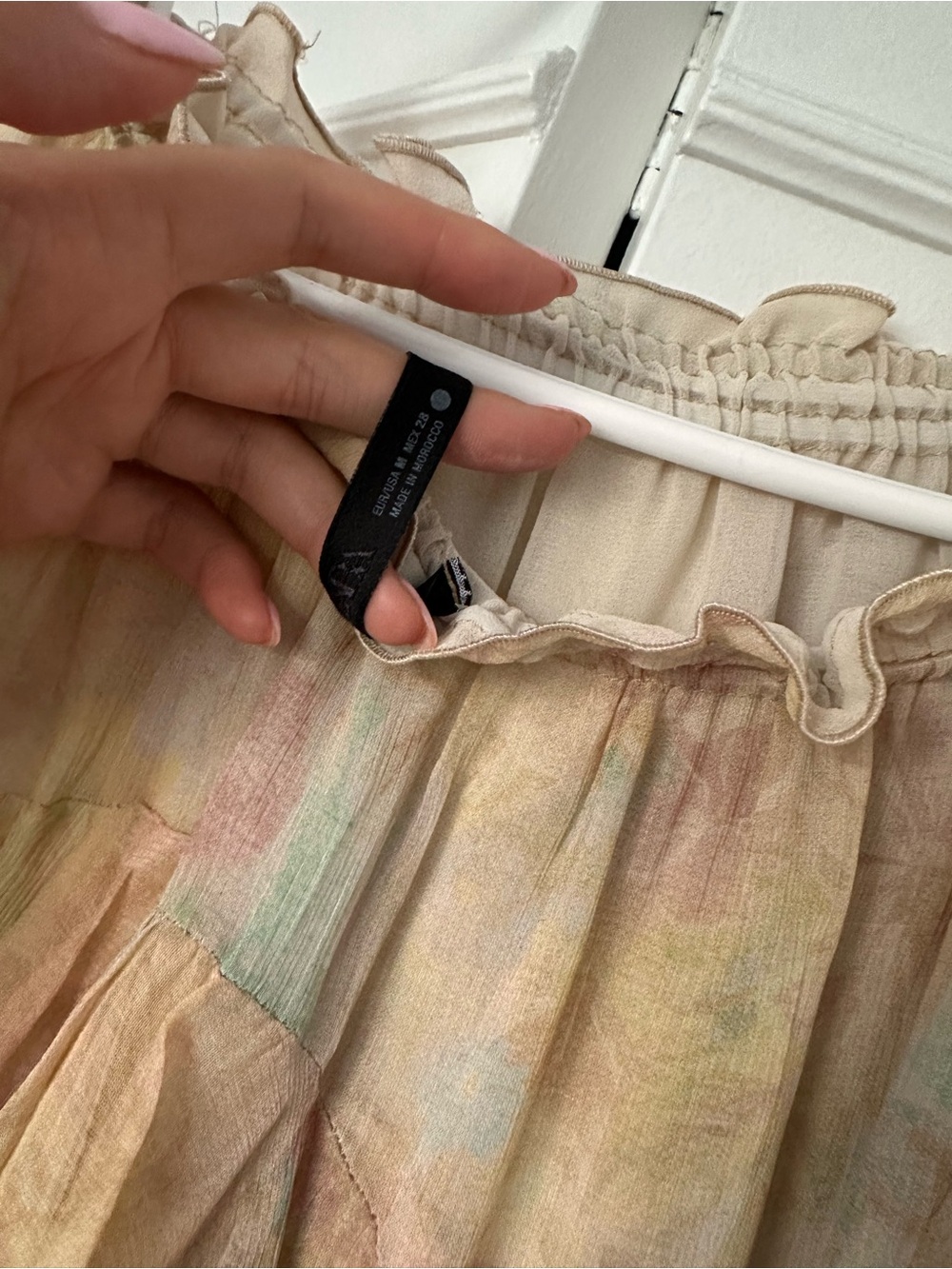 Zara Pastel Yellow Pink Floral Midi Skirt - Picture 4 of 4